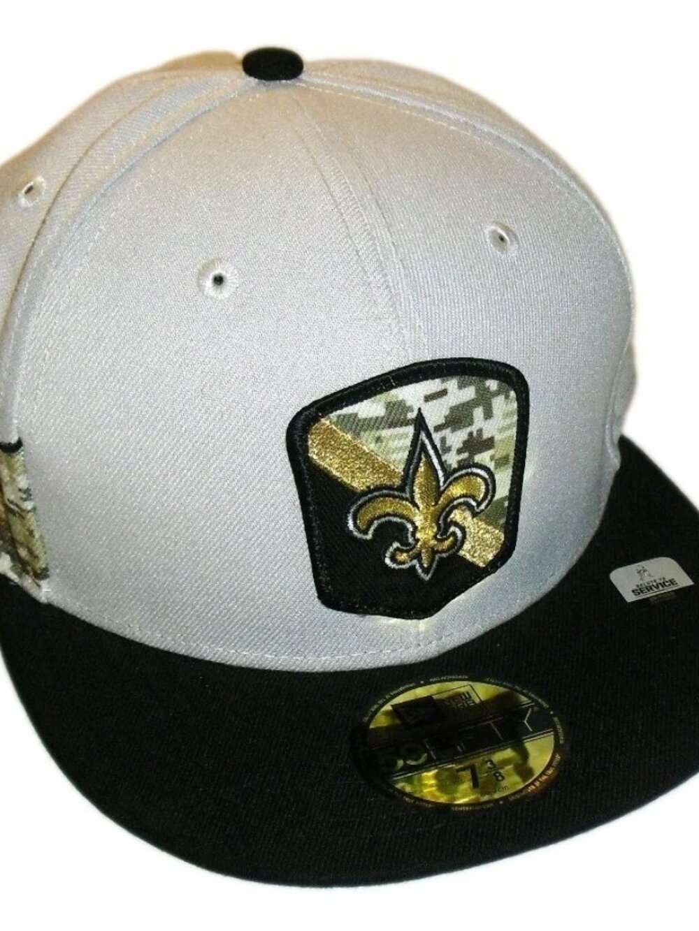 New Orleans Saints New Era 59 Fifty Salute to Service Mens Fitted hat sz. 7 3/8